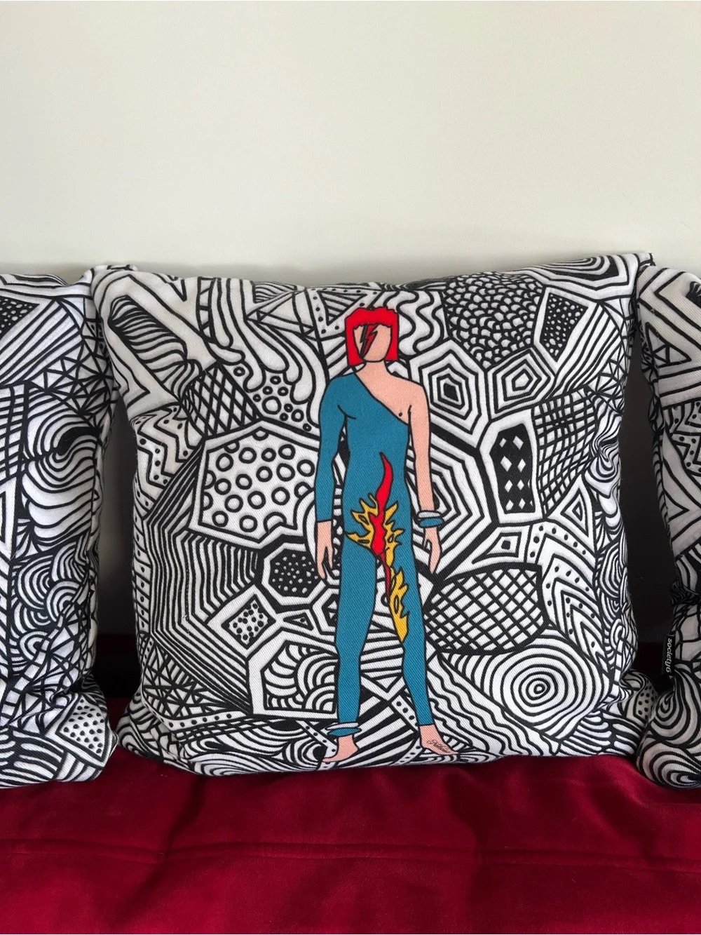 ⚡️Abstract Graphic David Bowie Print Throw Pillows set of three❤️‍🔥